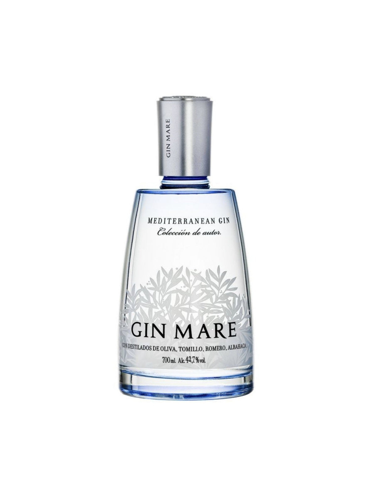 Gin Mare Mediterranean Gin bottle with olive, thyme, rosemary and basil botanicals