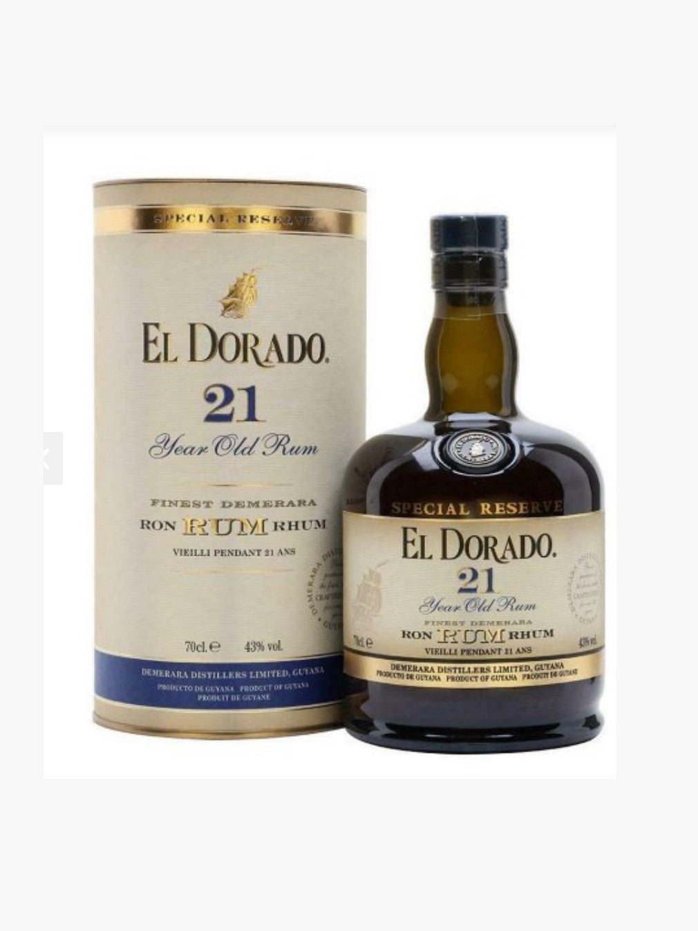 Rum El Dorado 21 Years Old Special Reserve con astuccio