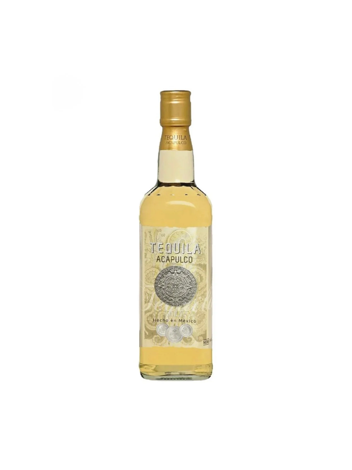 Tequila Acapulco Gold bottle with gold foil neck and cream label